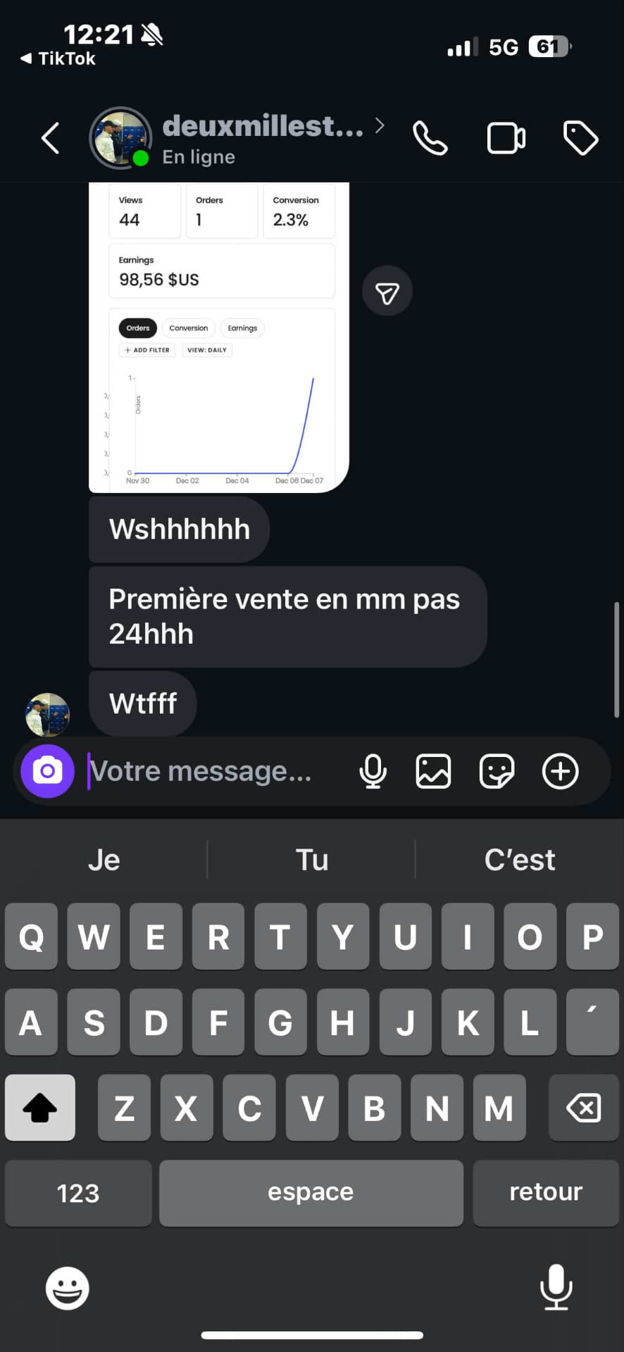 Première vente en moins de 24h